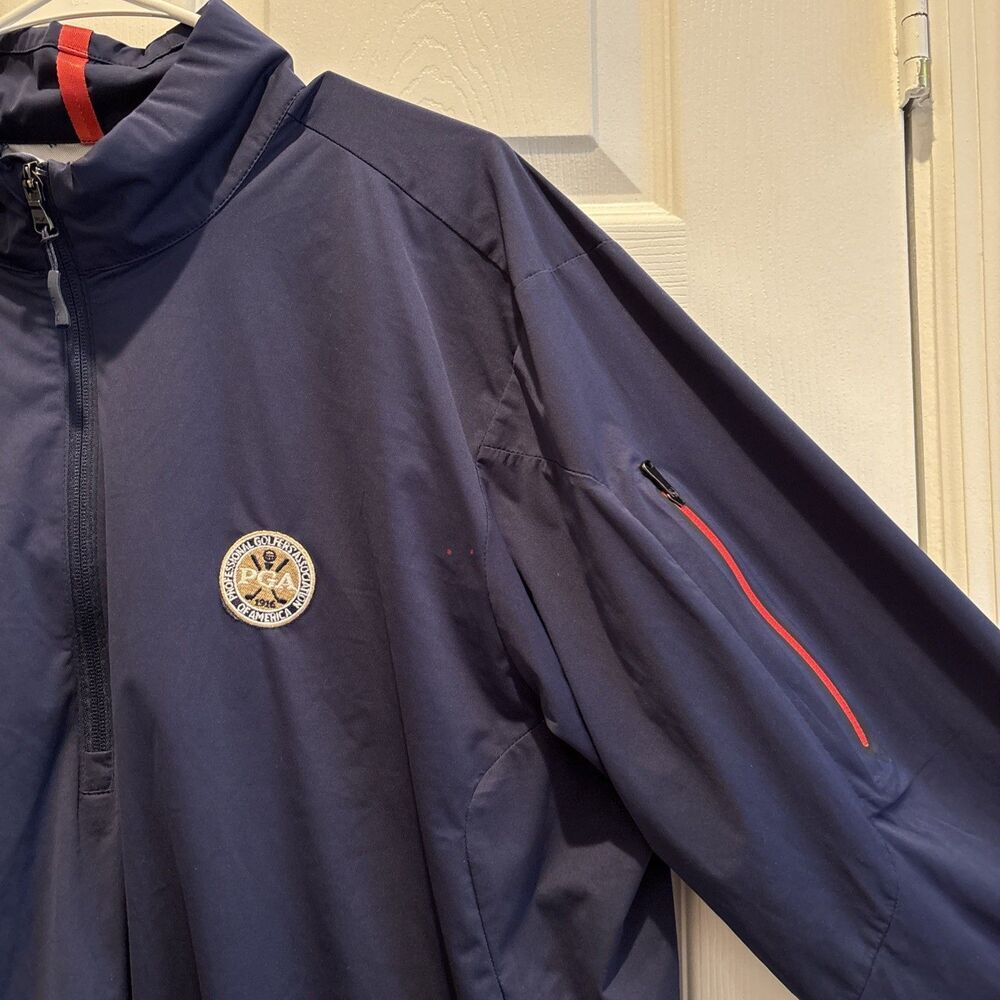 RLX Ralph Lauren PGA Windbreaker Jacket Men's XL 1/4 Zip Pullover Pocket Navy - Picture 4 of 15